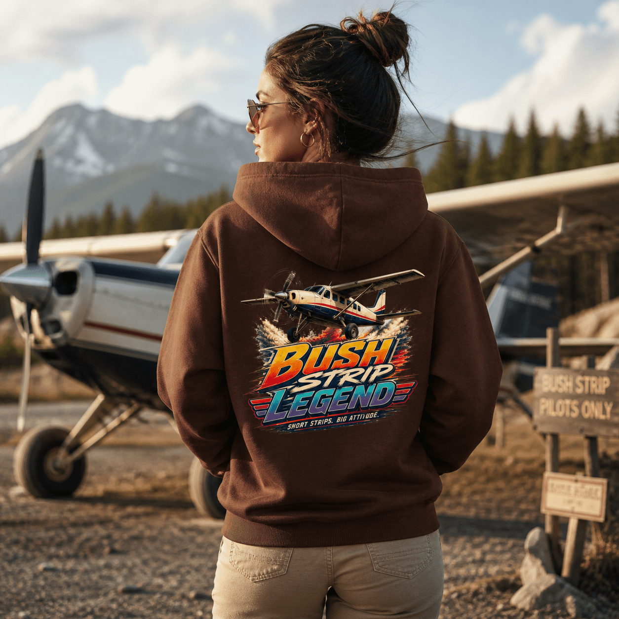 Single Engine Utility Aircraft Graphic Hoodie - model wearing design by Afterburn UK