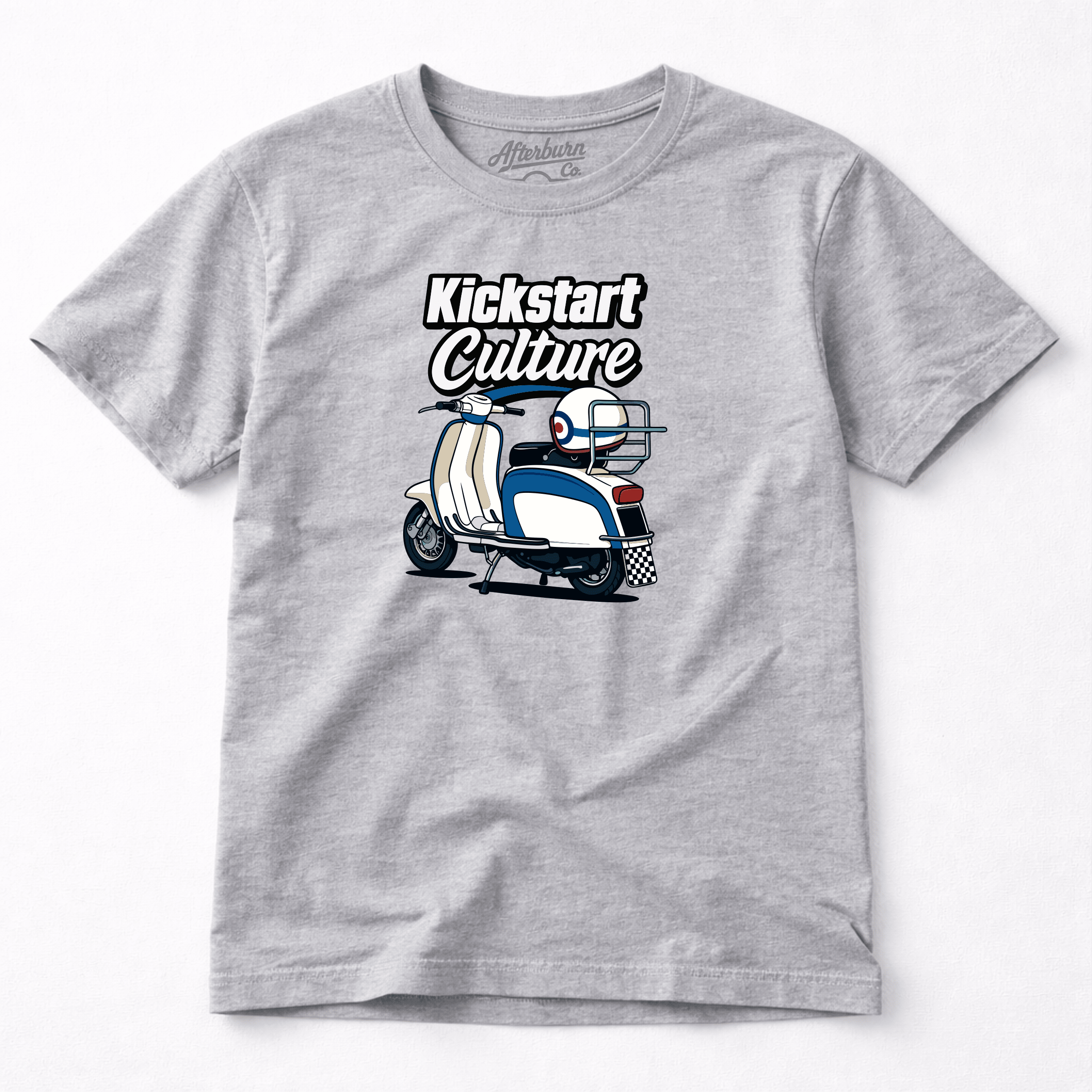 Kickstart Culture Blue Mod Scooter Graphic T-Shirt by Afterburn UK