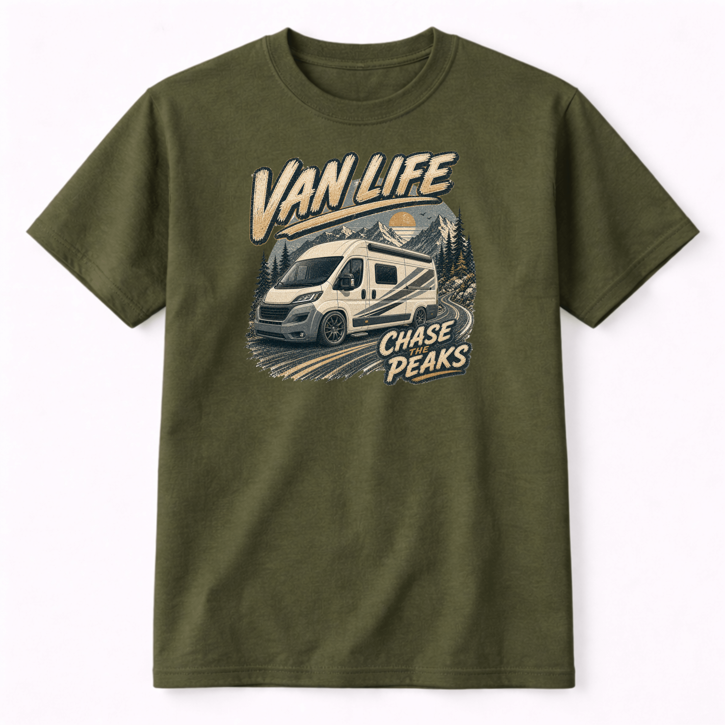 Chase the Peaks Camper Van Life Graphic T-Shirt by Afterburn UK