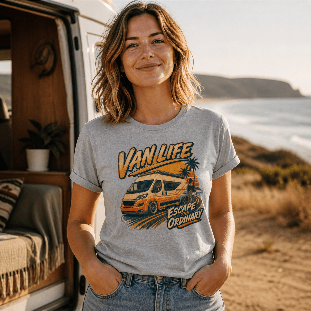 Van Life Escape the Ordinary Graphic T-Shirt - alternate view by Afterburn UK
