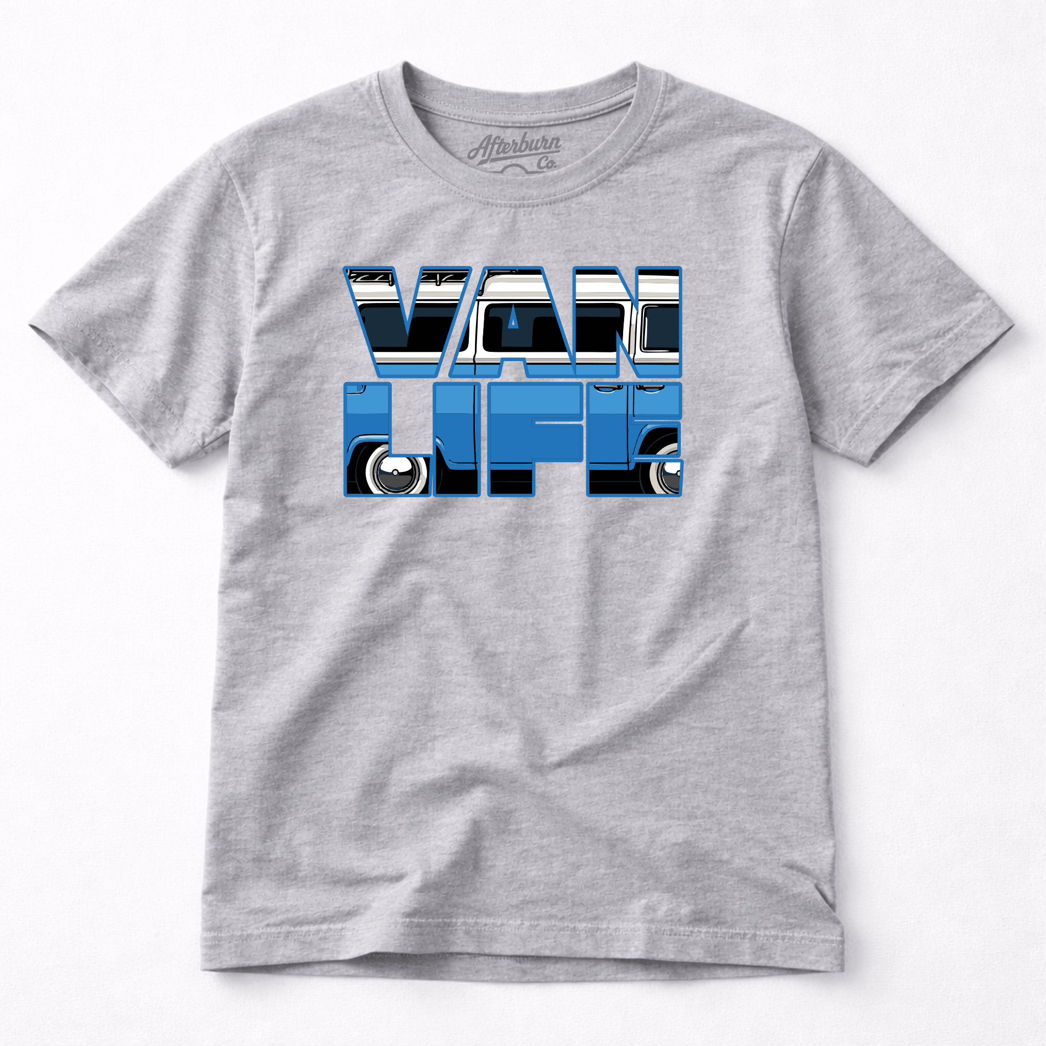 Van Life Blue Classic Camper Graphic T-Shirt by Afterburn UK